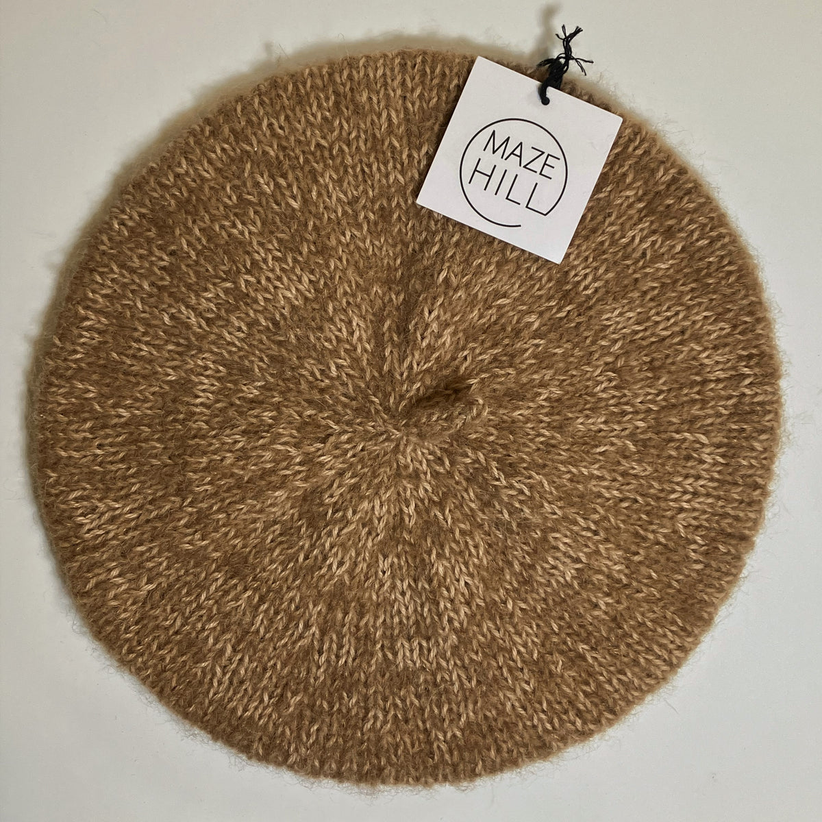 Hand-Knitted Mohair Blend Beret – Oatmeal by Maze Hill