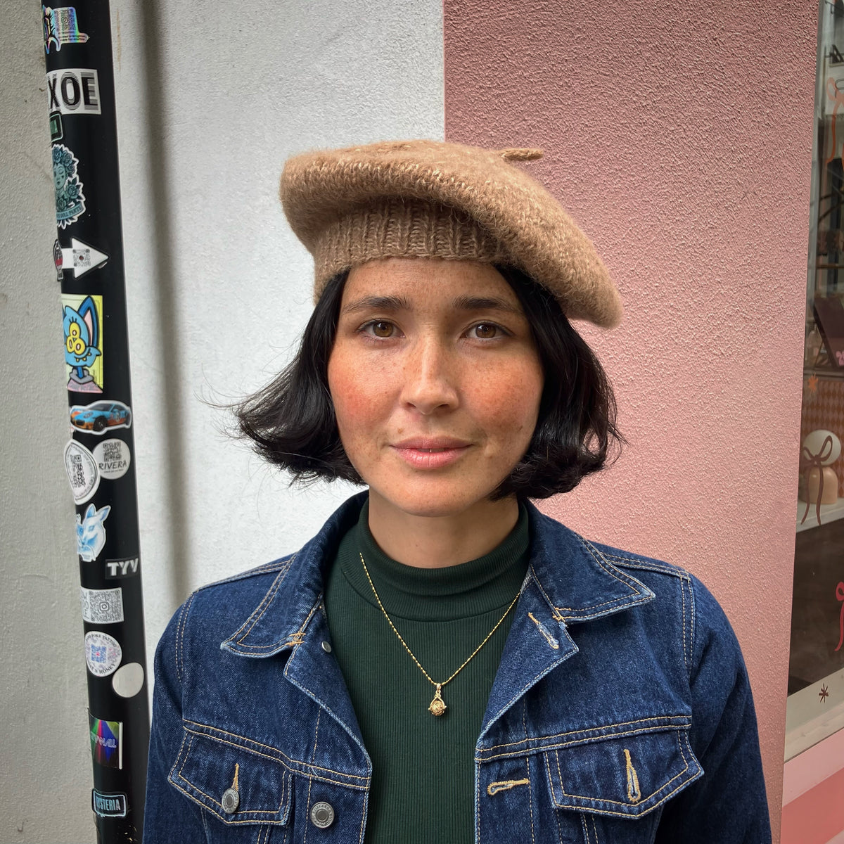 Hand-Knitted Mohair Blend Beret – Oatmeal by Maze Hill