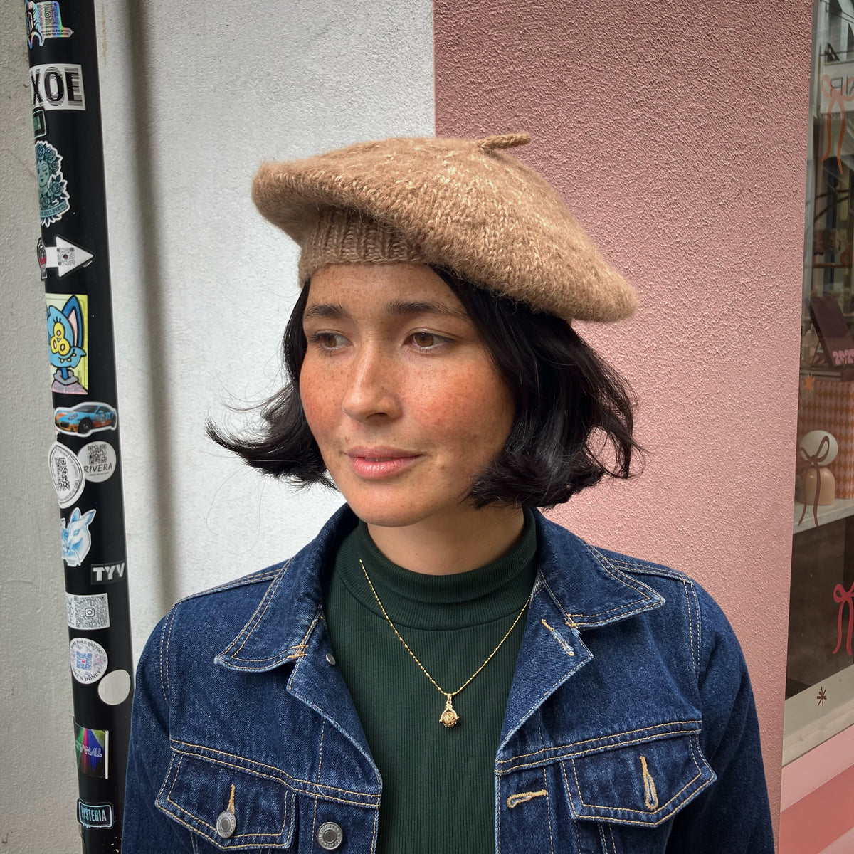 Hand-Knitted Mohair Blend Beret – Oatmeal by Maze Hill