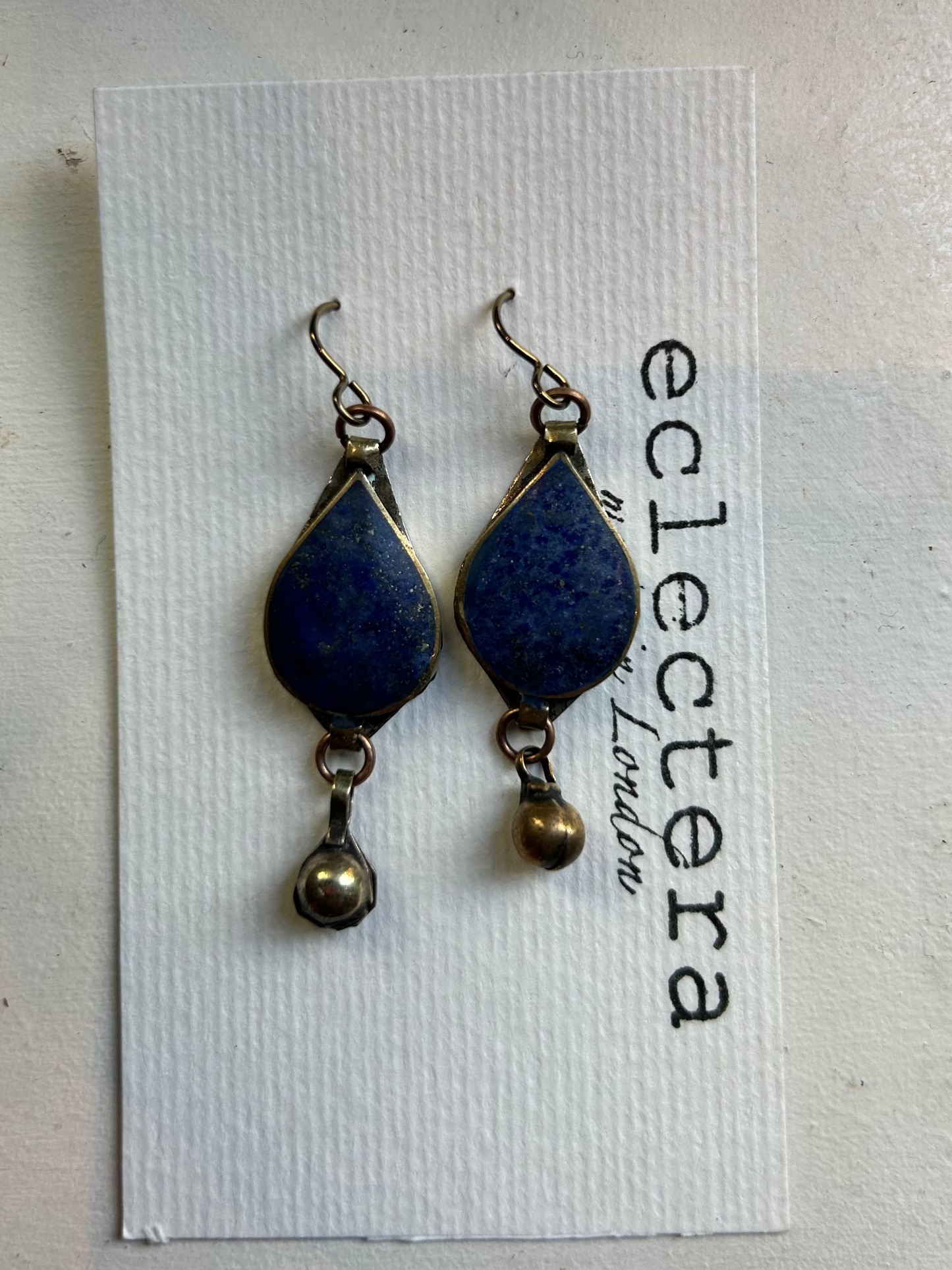 Afghan Earrings by eclectera - Dark Blue Drop Beads