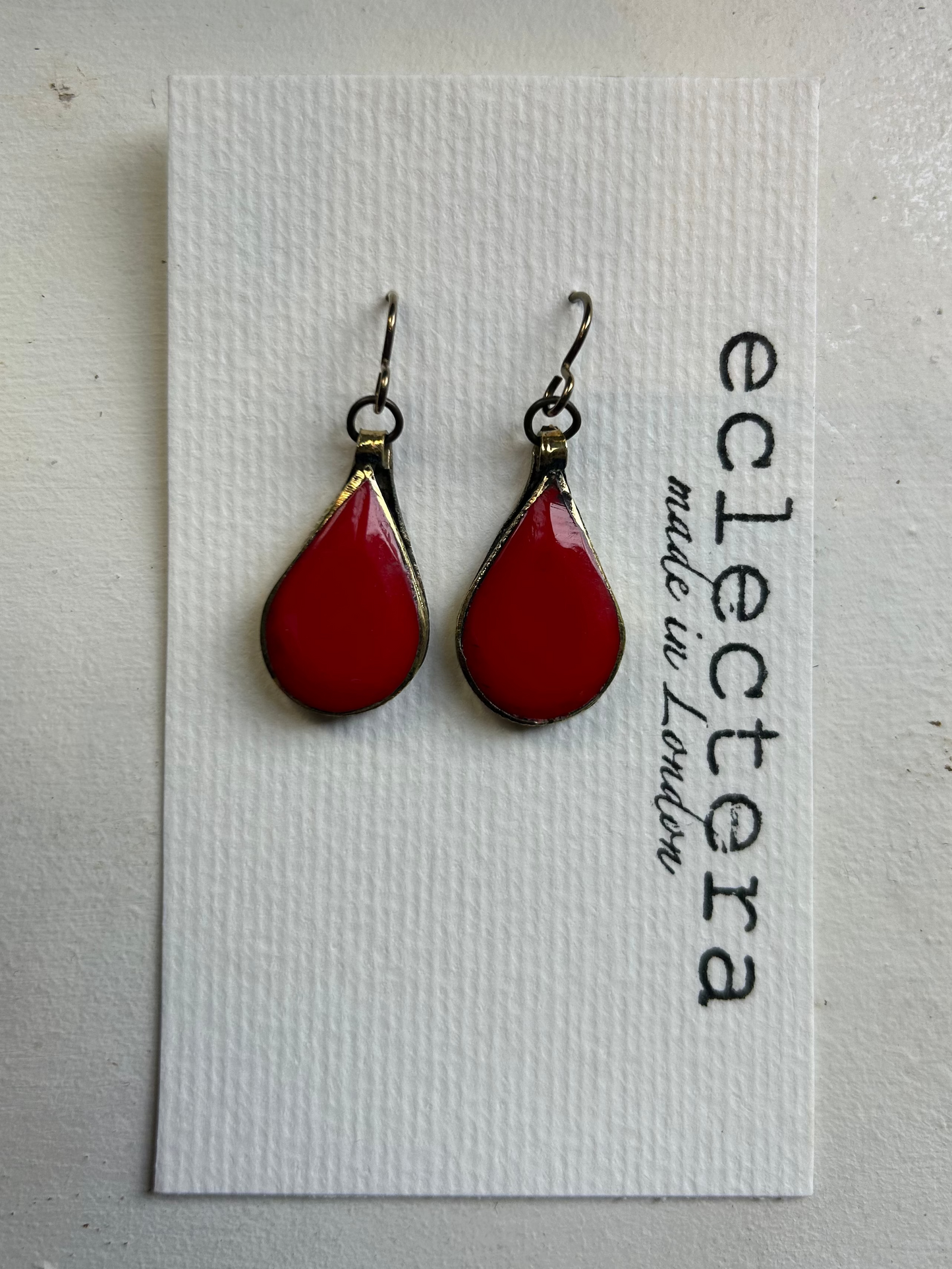 Afghan Earrings by eclectera - White teardrop