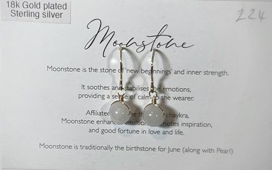 18k Gold-Plated Sterling Silver Moonstone Drop Earrings by Toba