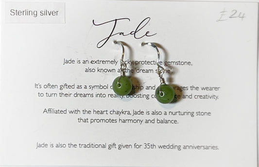 Sterling Silver Jade Drop Earrings by Toba