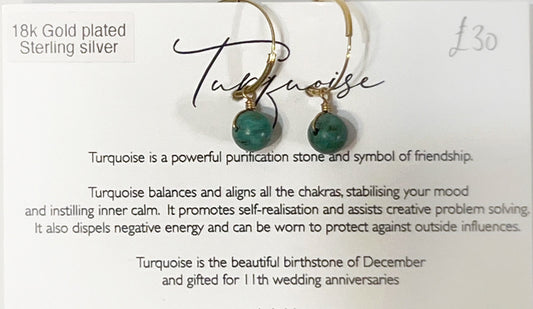 18k Gold-Plated Sterling Silver Turquoise Drop Earrings by Toba