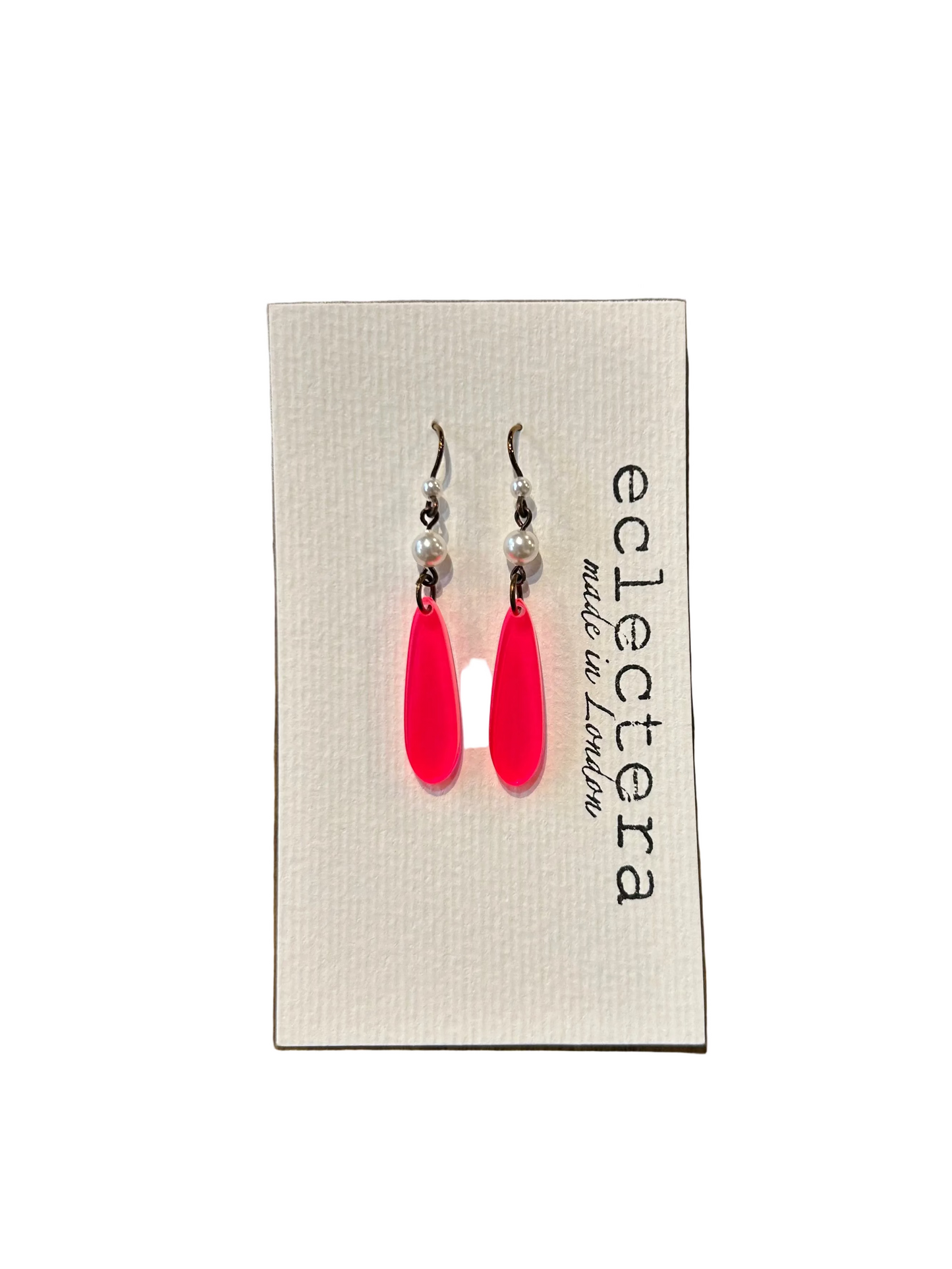 Ada Earrings by eclectera - Hot Pink recycled acrylic and pearl earrings