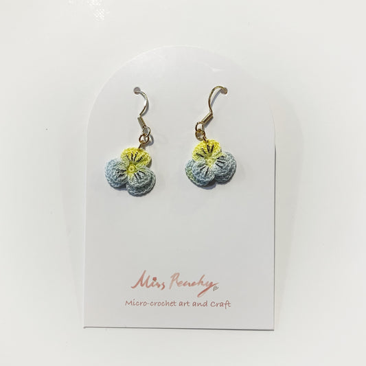 Pansy Yellow Light Blue Micro Crotchet earrings by Miss Peachy