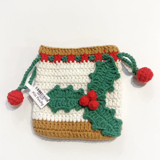 Holly Xmas Crochet Bag by Miss Peachy