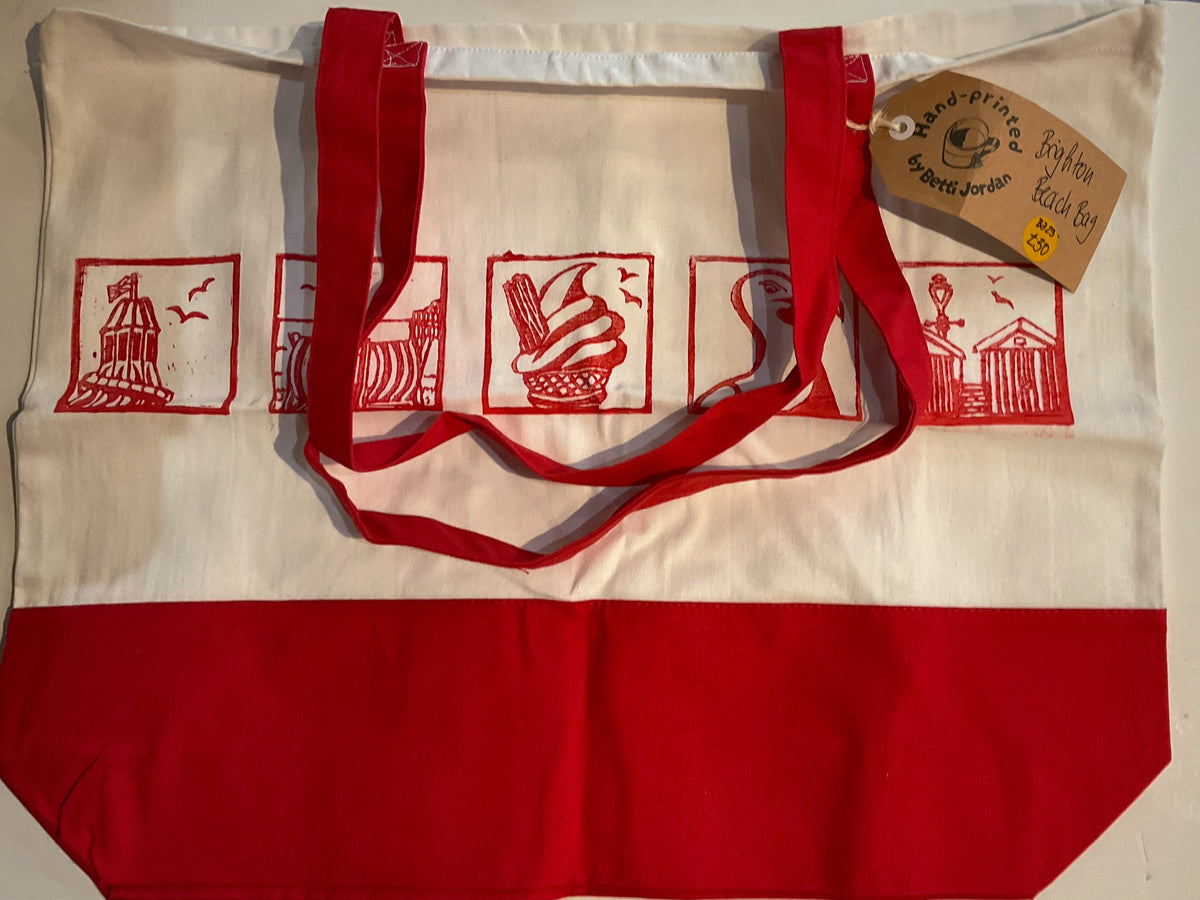 Handprinted Brighton Beach Bag by Betti Jordan Art