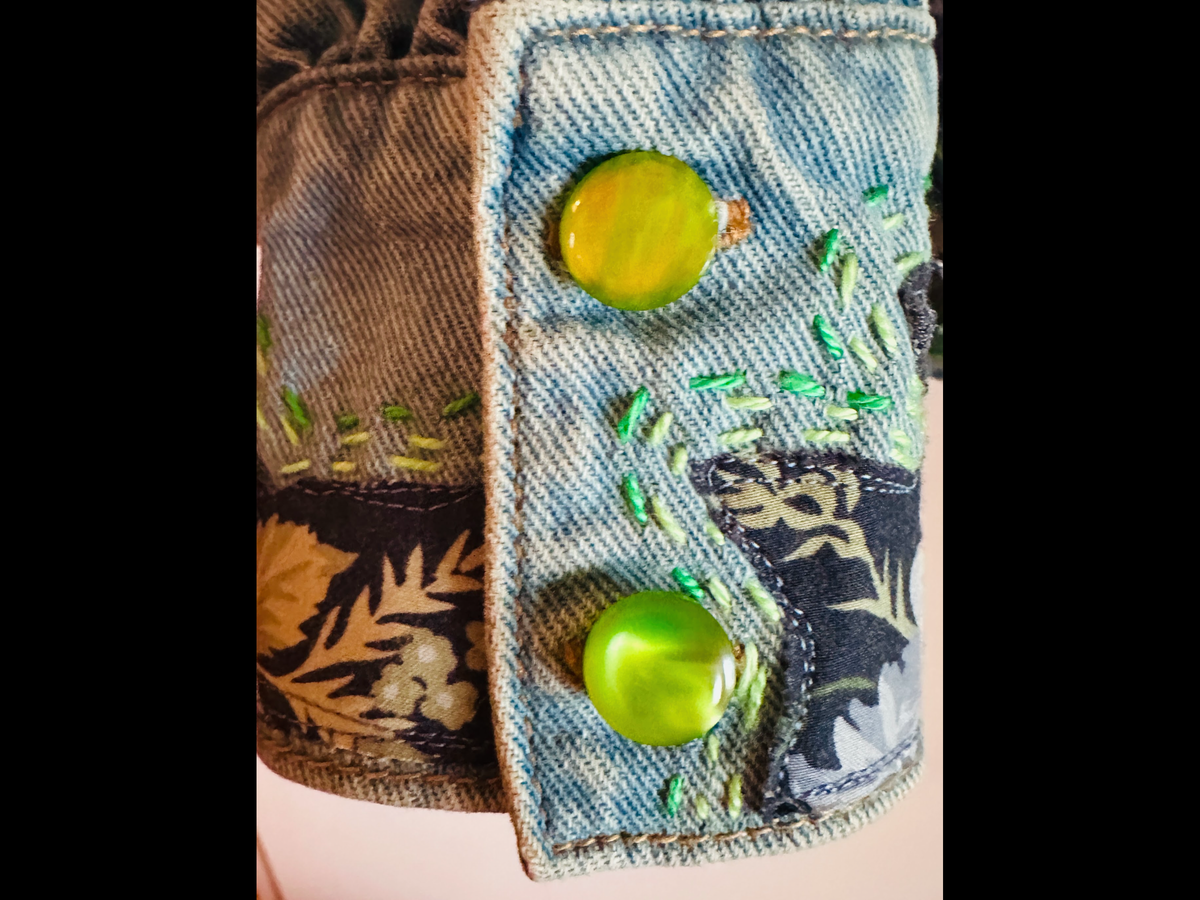 Upcycled Denim Top Featuring A Charming Frilled Statement Collar by Denimite