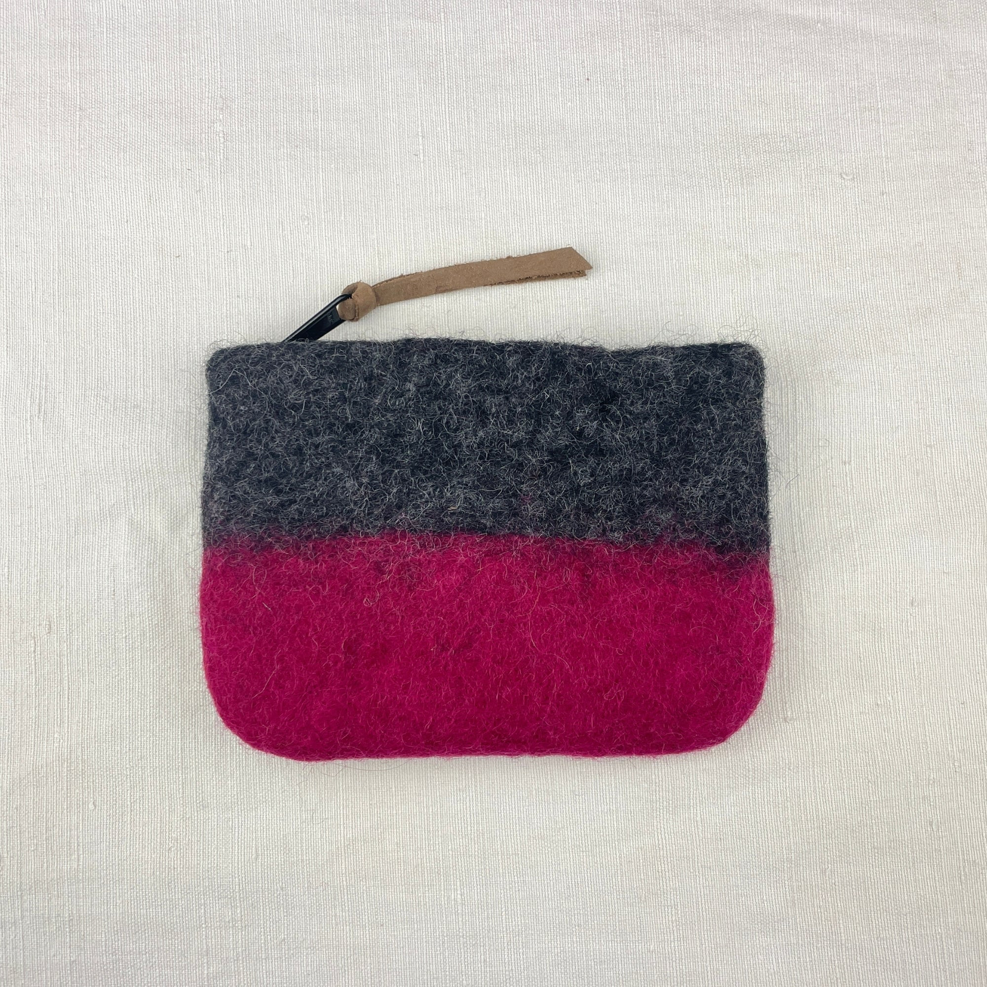 Handmade Felt Ombre Two Tone Zip Purse