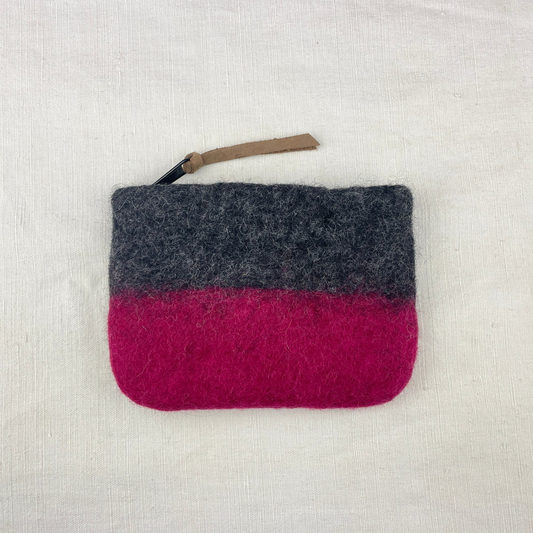 Handmade Felt Ombre Two Tone Zip Purse