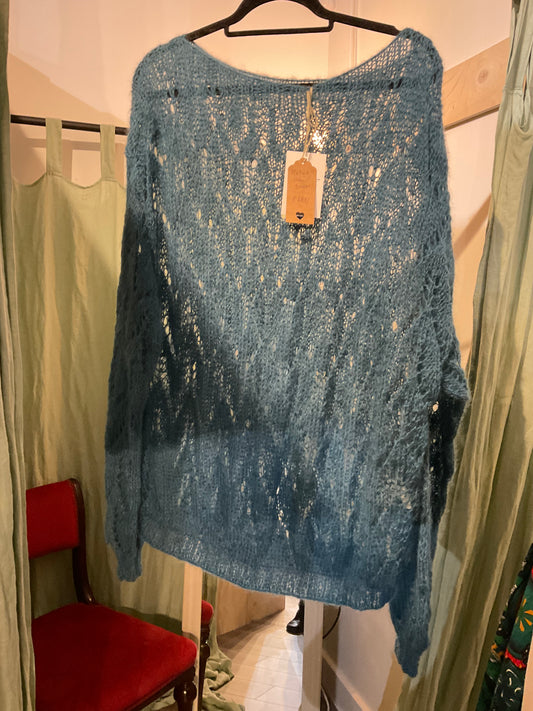 12.5mm Silk Mohair Jumper - Harvest Blue