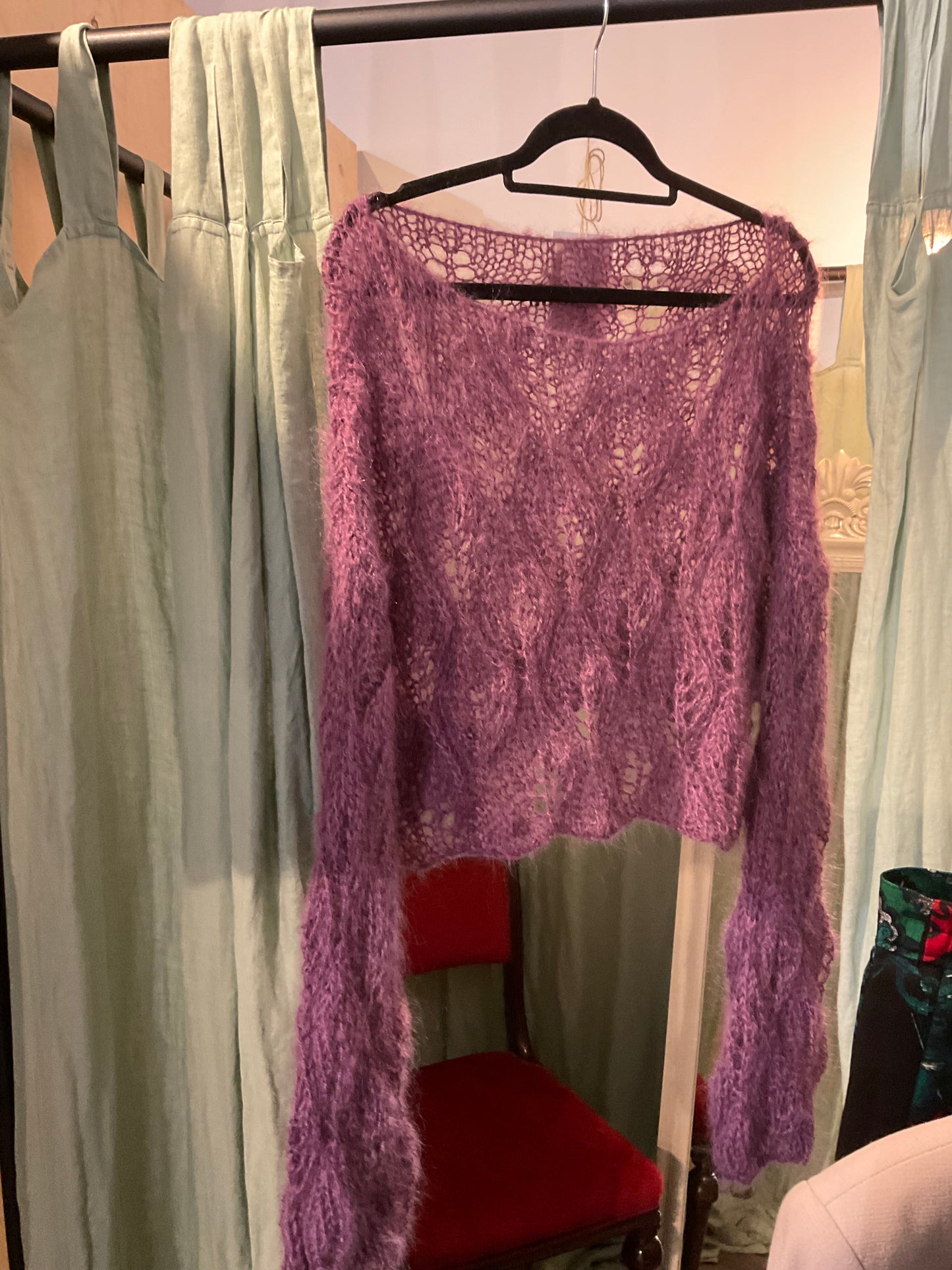 12.5mm Recycled Silk Mohair Jumper - Purple