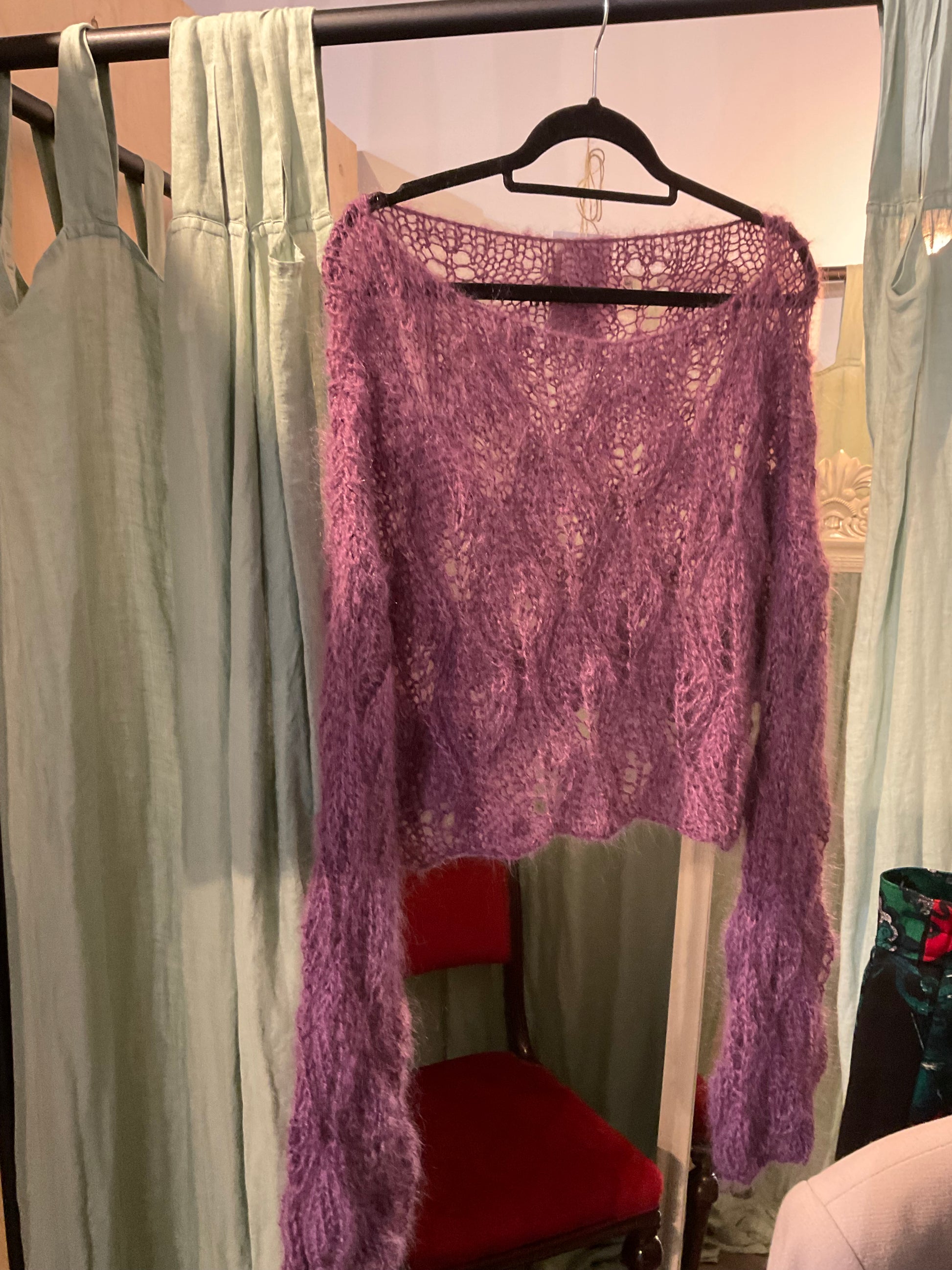 12.5mm Recycled Silk Mohair Jumper - Purple