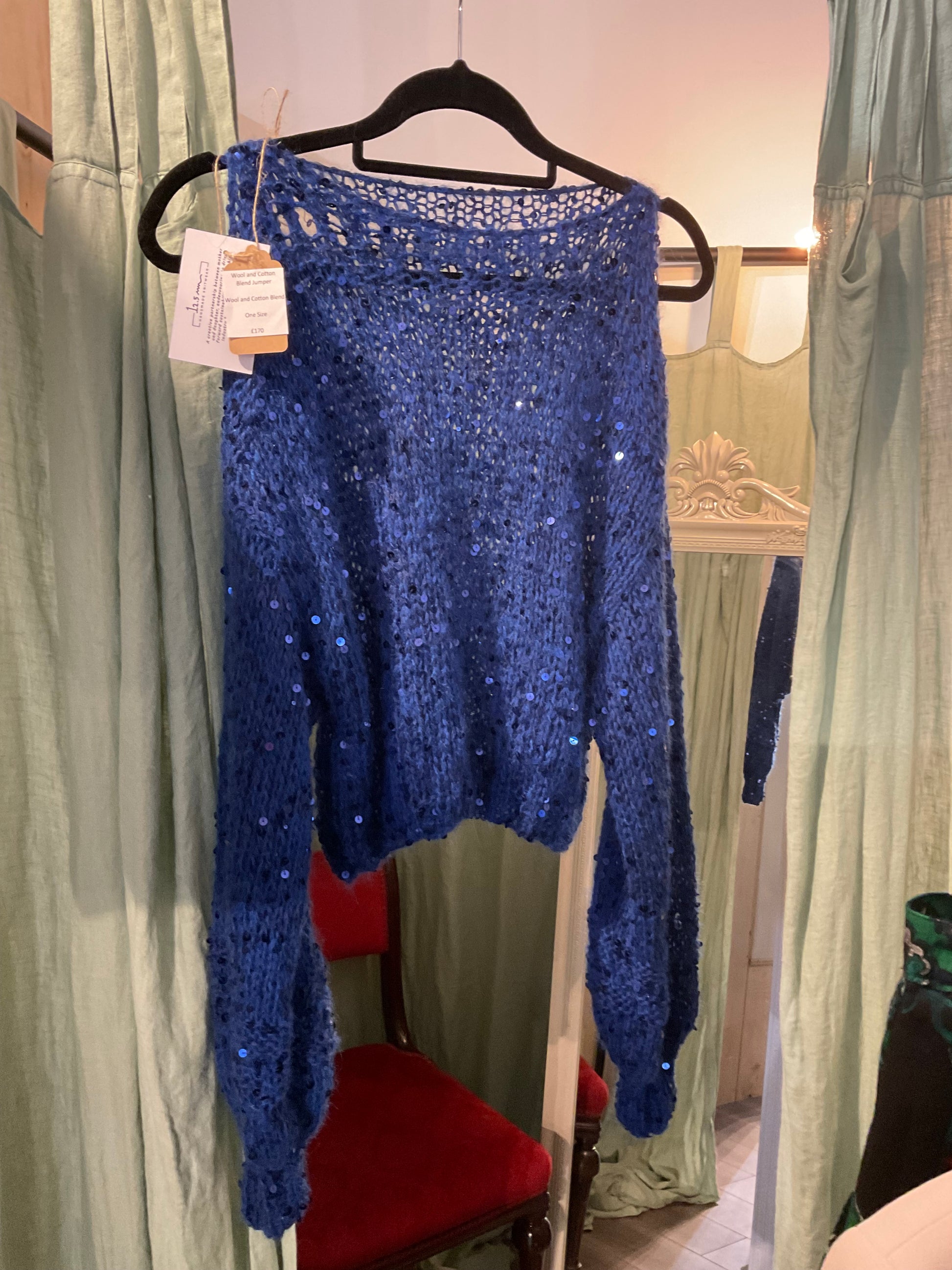 12.5mm Recycled Wool and Cotton Blend Jumper - Harvest Blue