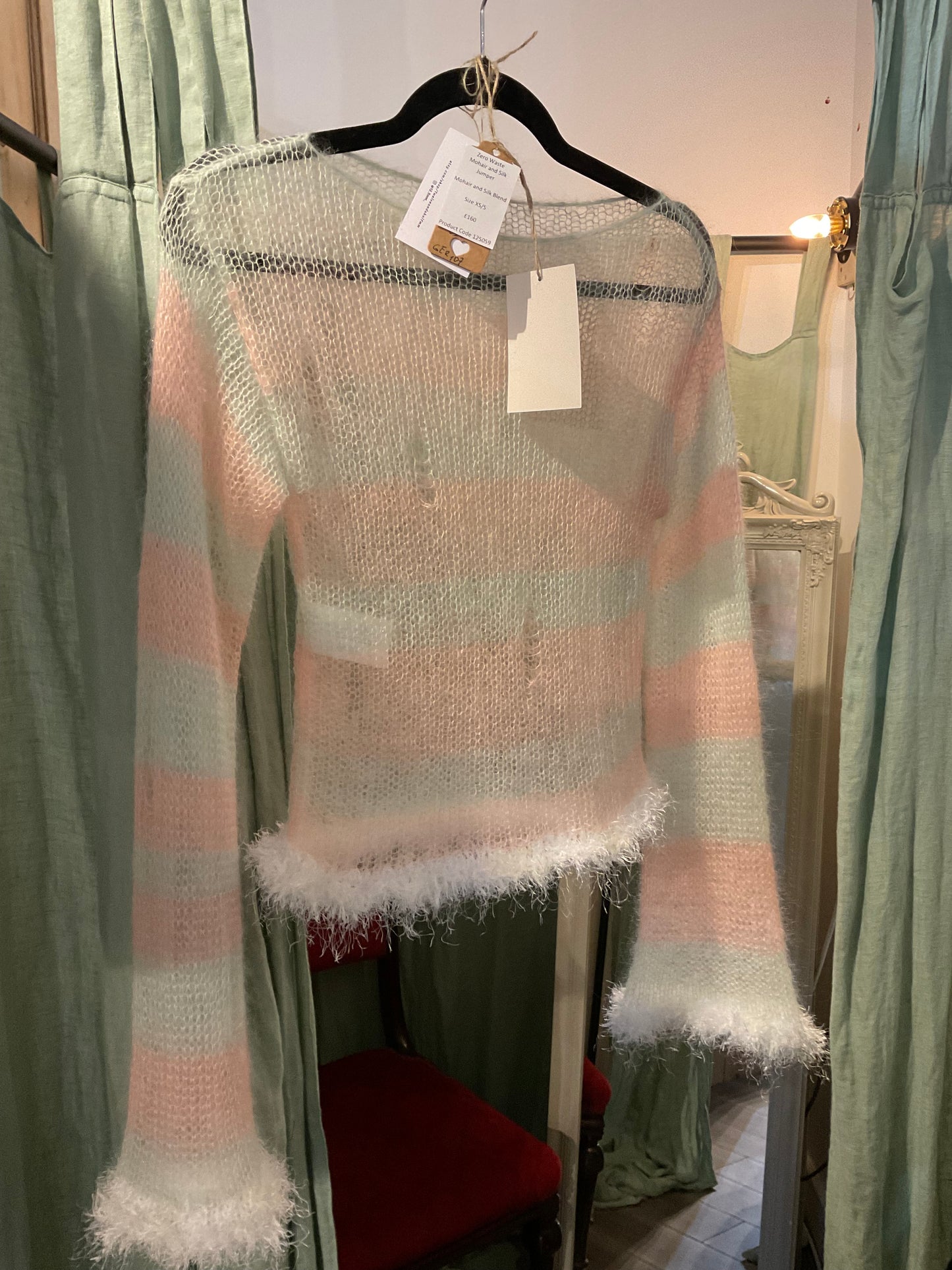 12.5mm Mohair and Silk Blend Striped Jumper - Pink & Grey