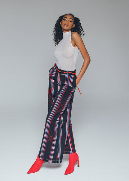 KEYS (PALAZZO TROUSERS IN KENTELIG WITH DENIM CUT