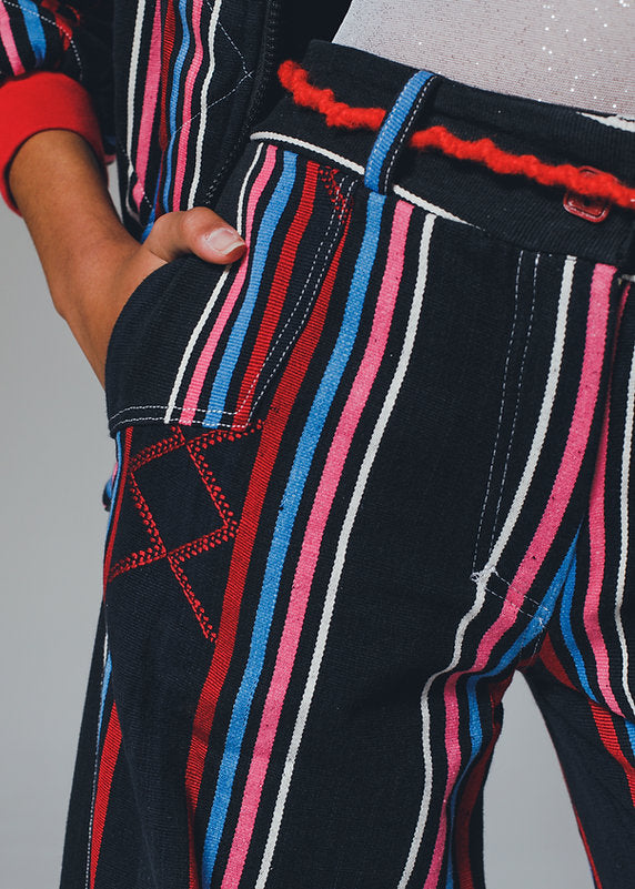 KEYS (PALAZZO TROUSERS IN KENTELIG WITH DENIM CUT