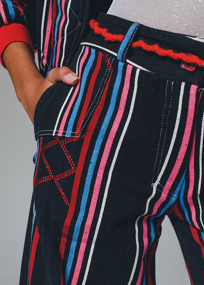 KEYS (PALAZZO TROUSERS IN KENTELIG WITH DENIM CUT