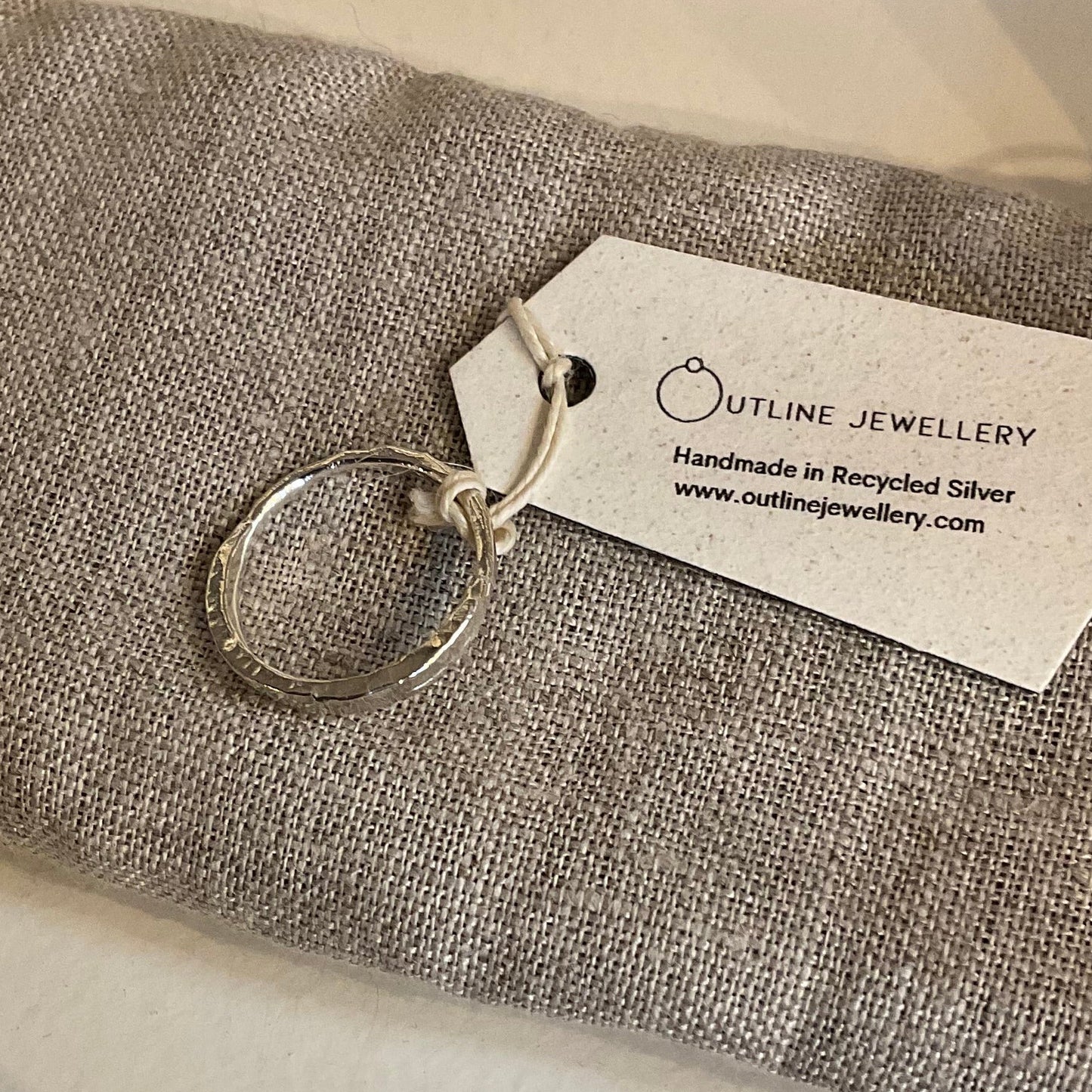 Recycled Sterling Silver Hammered Ring by Outline Jewellery