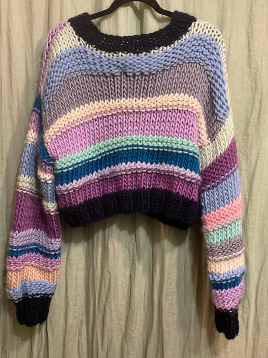 Stripey Merino Chunky Knit Handmade Jumper by 12.5MM