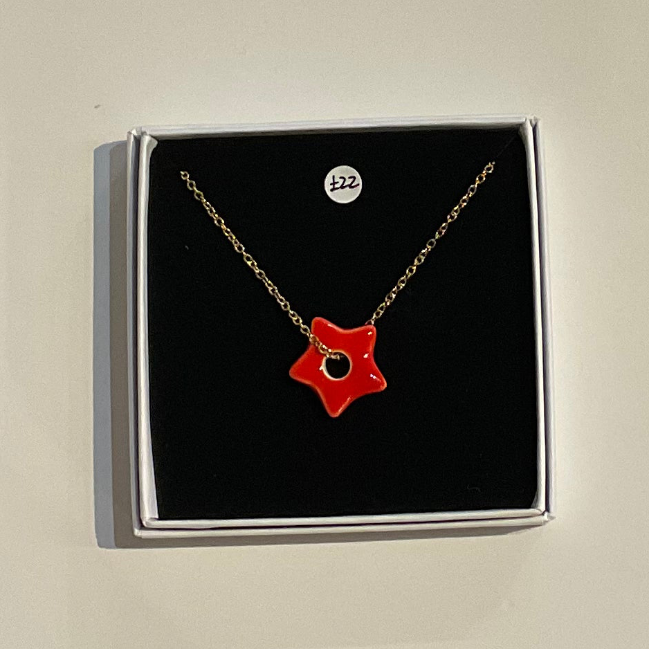 Red Star Pendant  Necklace by Lili Toth