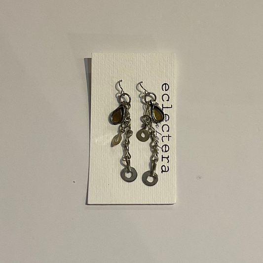 Afghan Earrings (Olive green Stones) by eclectera