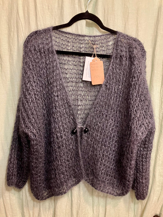 Handmade Mohair And Silk Cardigan In Charcoal Grey by 12.5MM