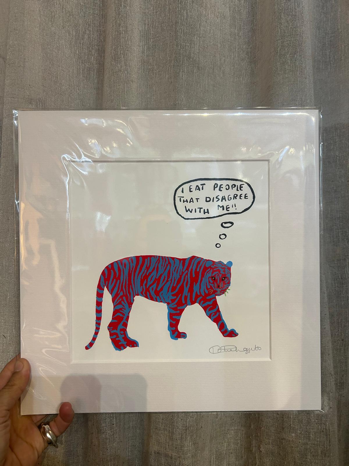 Tiger Illustration Giclée Print in White Frame - by The Laughing Lark