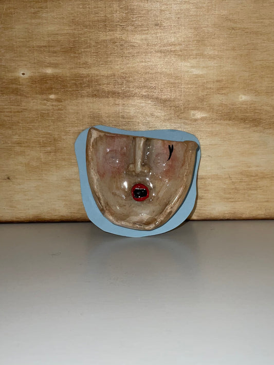 Ceramic Face Brooch by Jan Cooper