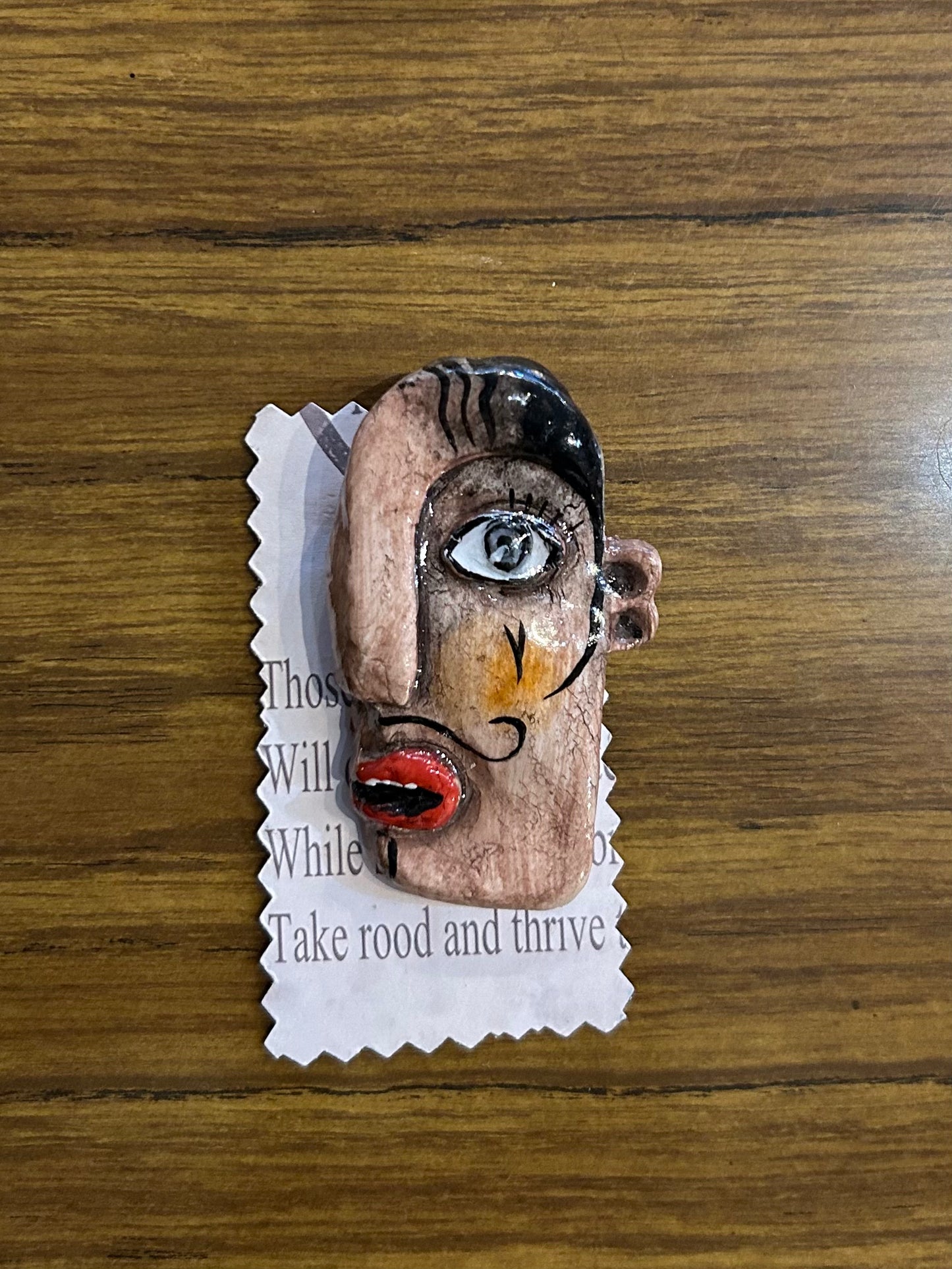 Ceramic Face Brooch by Jan Cooper