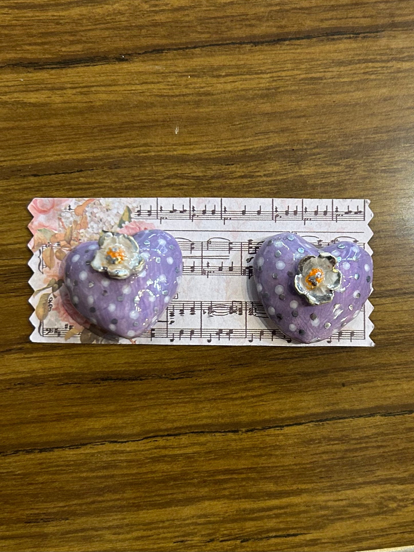 Purple heart earrings 