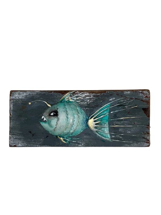 Mixed Media Angler Fish Wall Sculpture by Jan Cooper