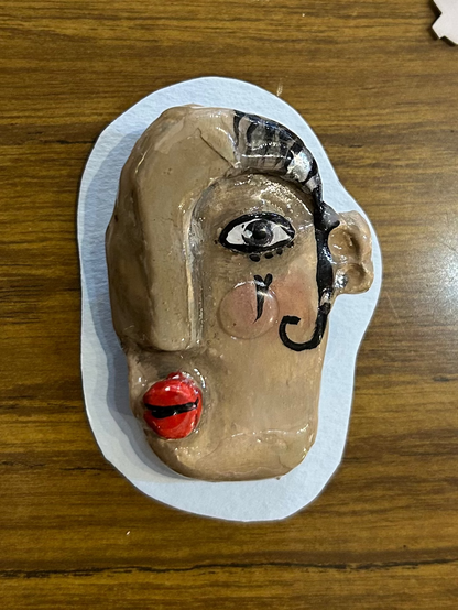 Ceramic Face Brooch by Jan Cooper