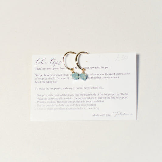 Green Jade Hoop Earrings | Sterling Silver by Toba