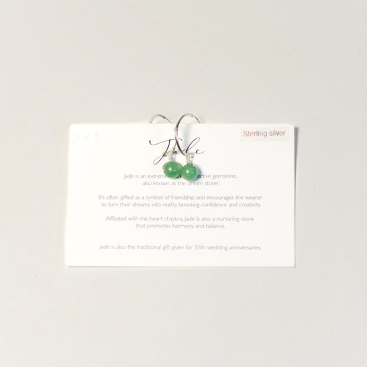 Green Jade Gemstone Hoop Earrings | Sterling Silver by Toba