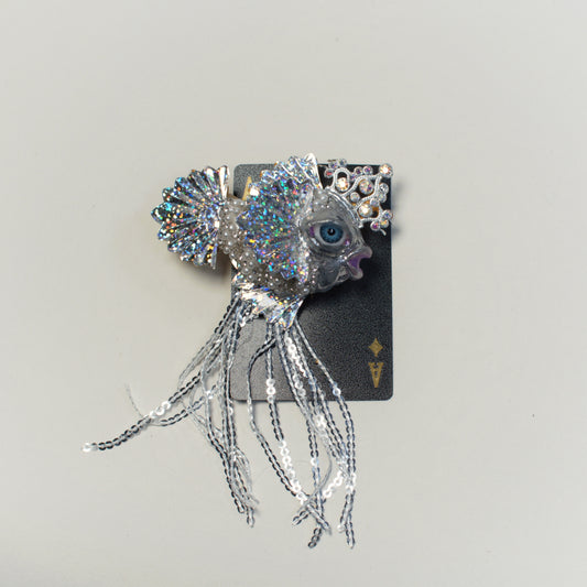 Silver Fish Statement Brooch by Jan Cooper