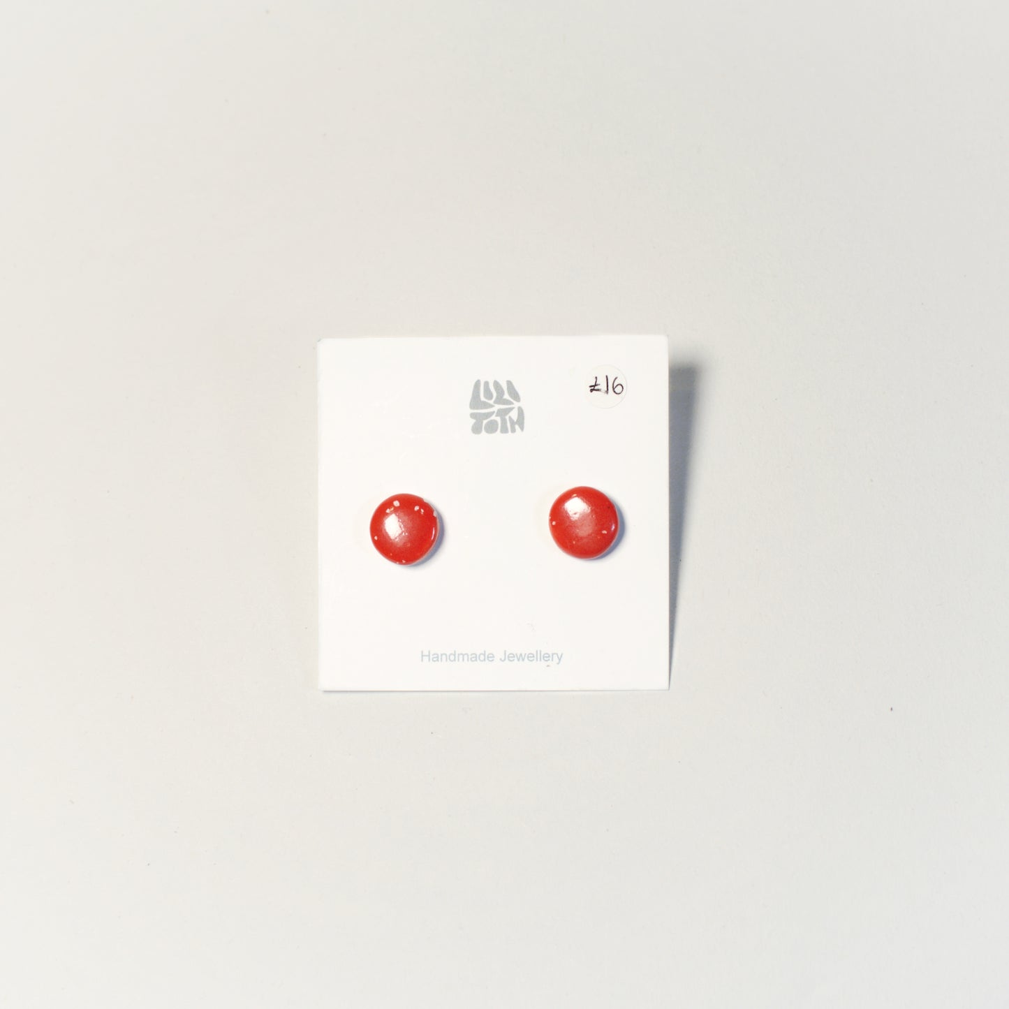 Handmade Red Specked Circular Ceramic Stud Earrings by Lili Toth
