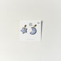 Moon & Star Blue Checked Ceramic Drop Earrings by Lili Toth