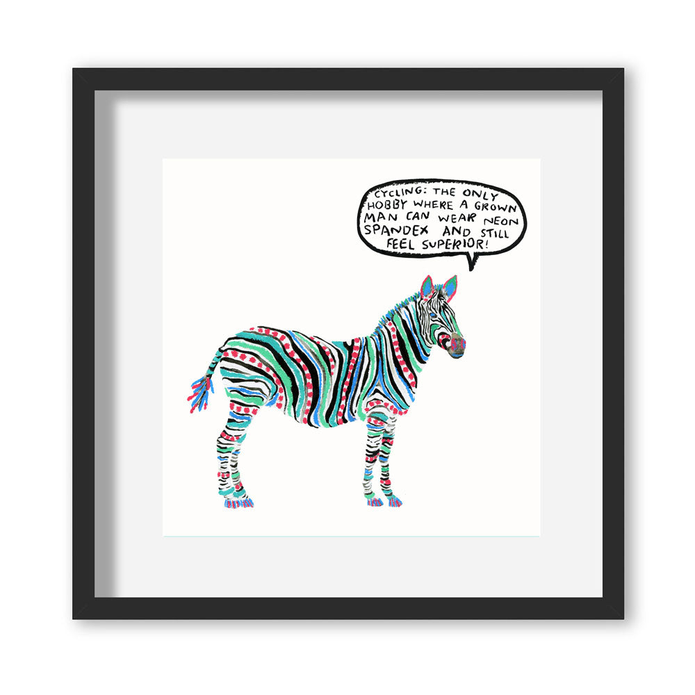 Large Zebra Illustration Giclée Print in Frame - by The Laughing Lark
