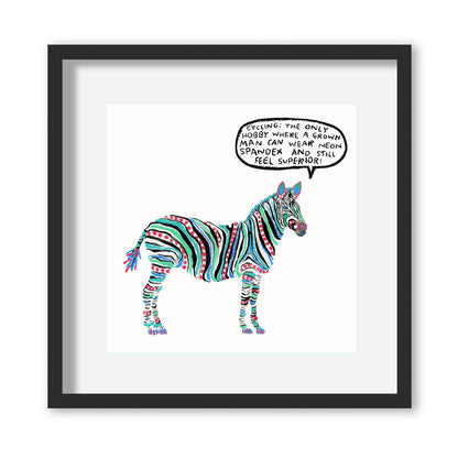 Large Zebra Illustration Giclée Print in Frame - by The Laughing Lark