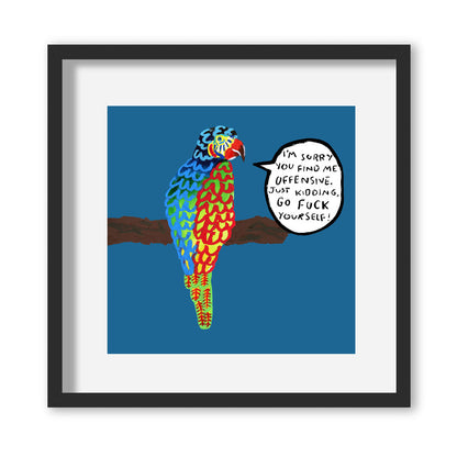 Parrot Illustration Giclée Print in White Frame - by The Laughing Lark