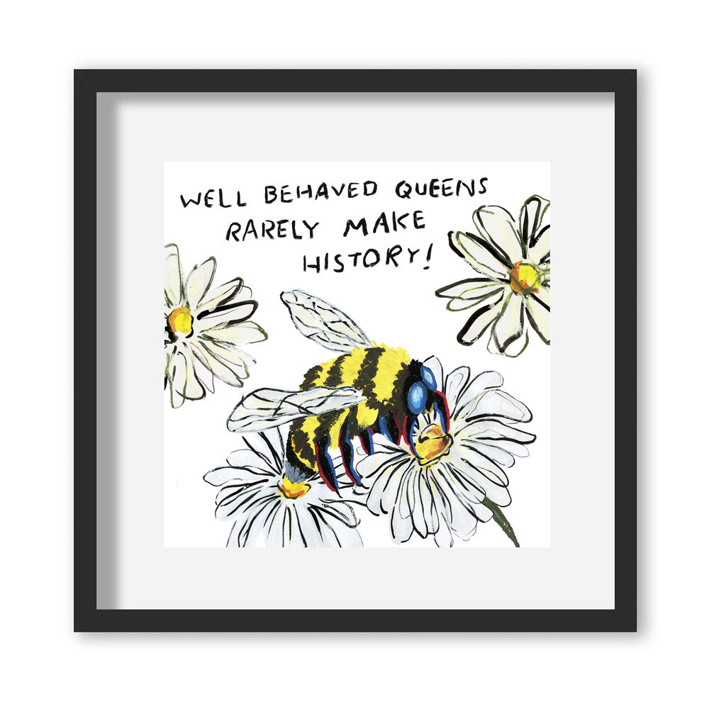 Bee Illustration Giclée Print in White Frame - by The Laughing Lark