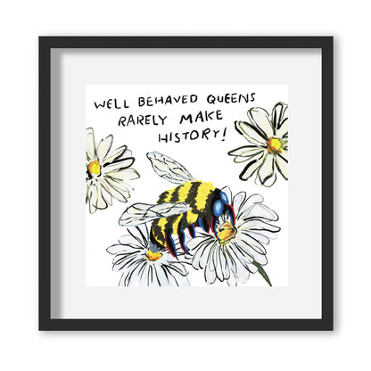 Bee Illustration Giclée Print in White Frame - by The Laughing Lark