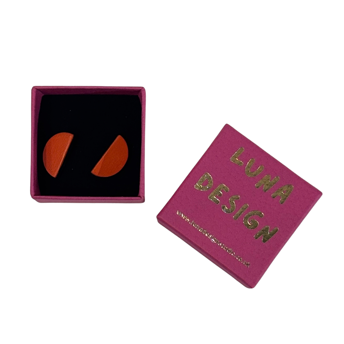Half Moon Stud Earrings - Scarlet by Luna Design