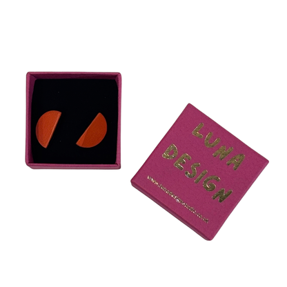 Half Moon Stud Earrings - Scarlet by Luna Design