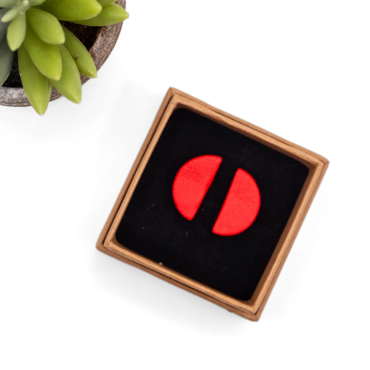 Half Moon Stud Earrings - Scarlet by Luna Design