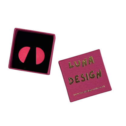 Half Moon Stud Earrings - Neon Pink by Luna Design