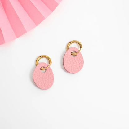 Huggie Hoops - Gold - Pale Pink by Luna Design