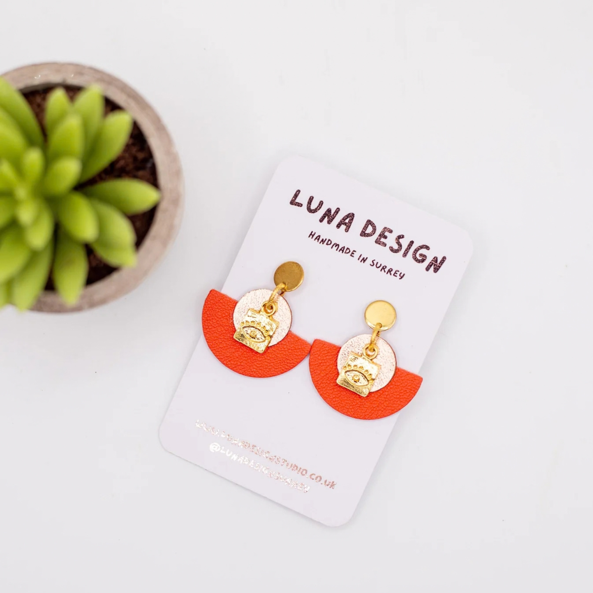 Evil Eye Earrings - Orange by Luna Design
